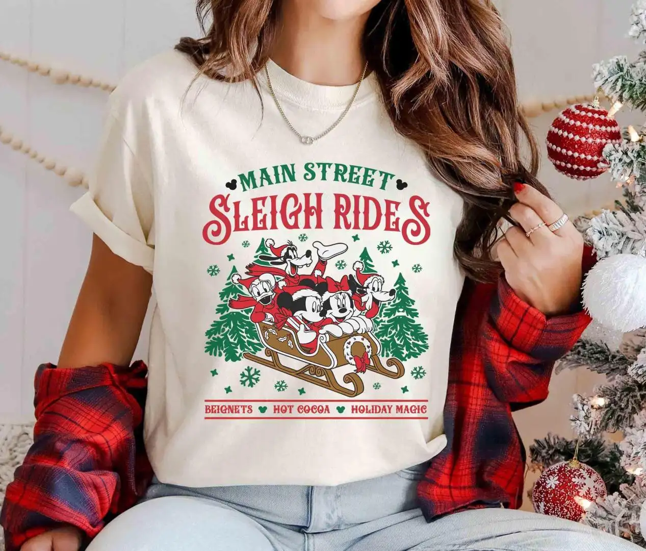 Disney Christmas Retro Sleigh Rides Shirt for Family