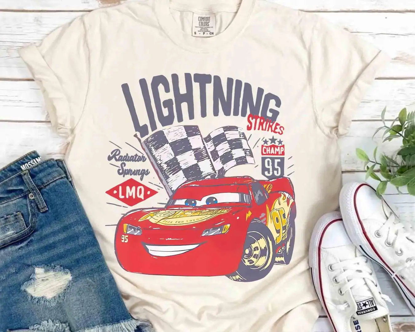 Vintage Disney Cars Lightning McQueen Shirt for Boys