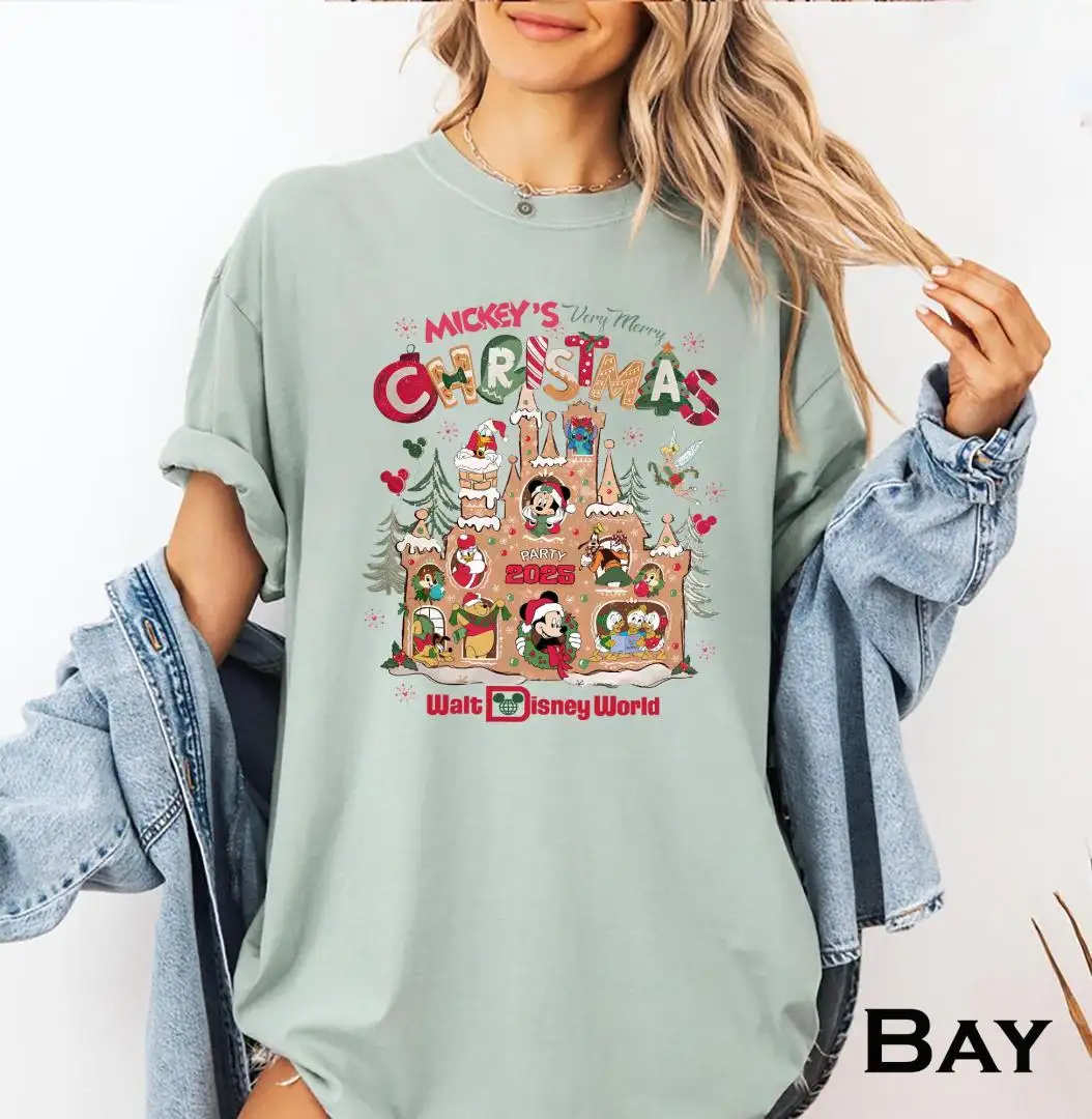 Disney World Holiday Shirt with Festive Castle Design