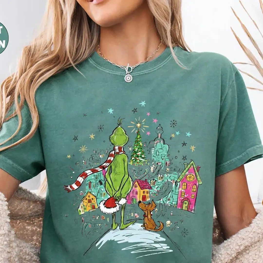Grinch Christmas Shirt Watching Whoville Holiday Movie Tee