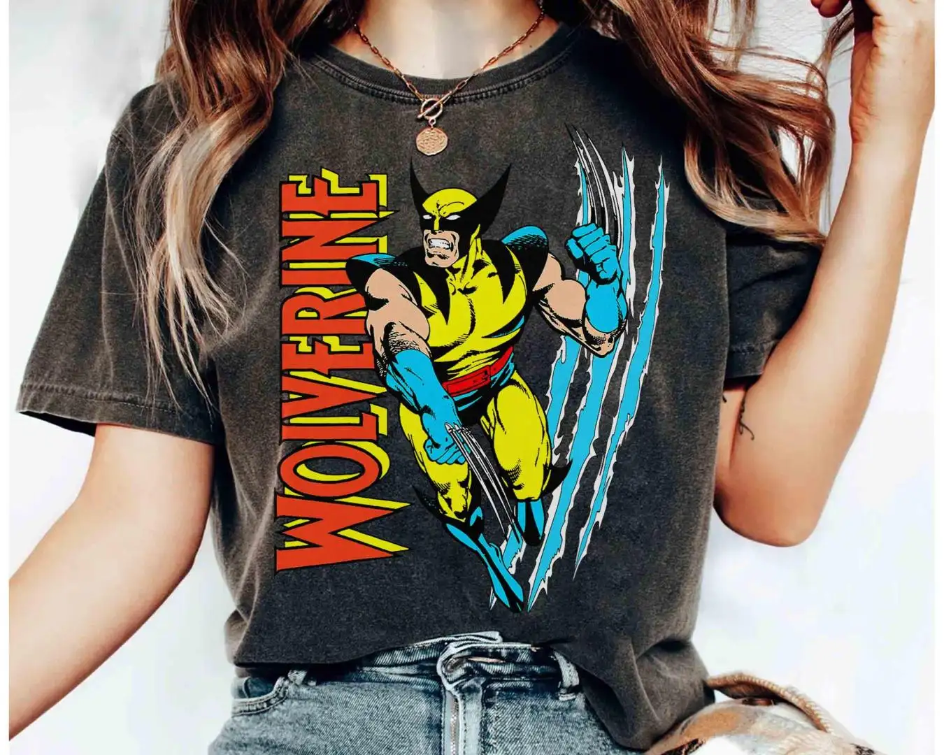 Marvel Wolverine Vintage Claw Slice Graphic Shirt for Family Holiday
