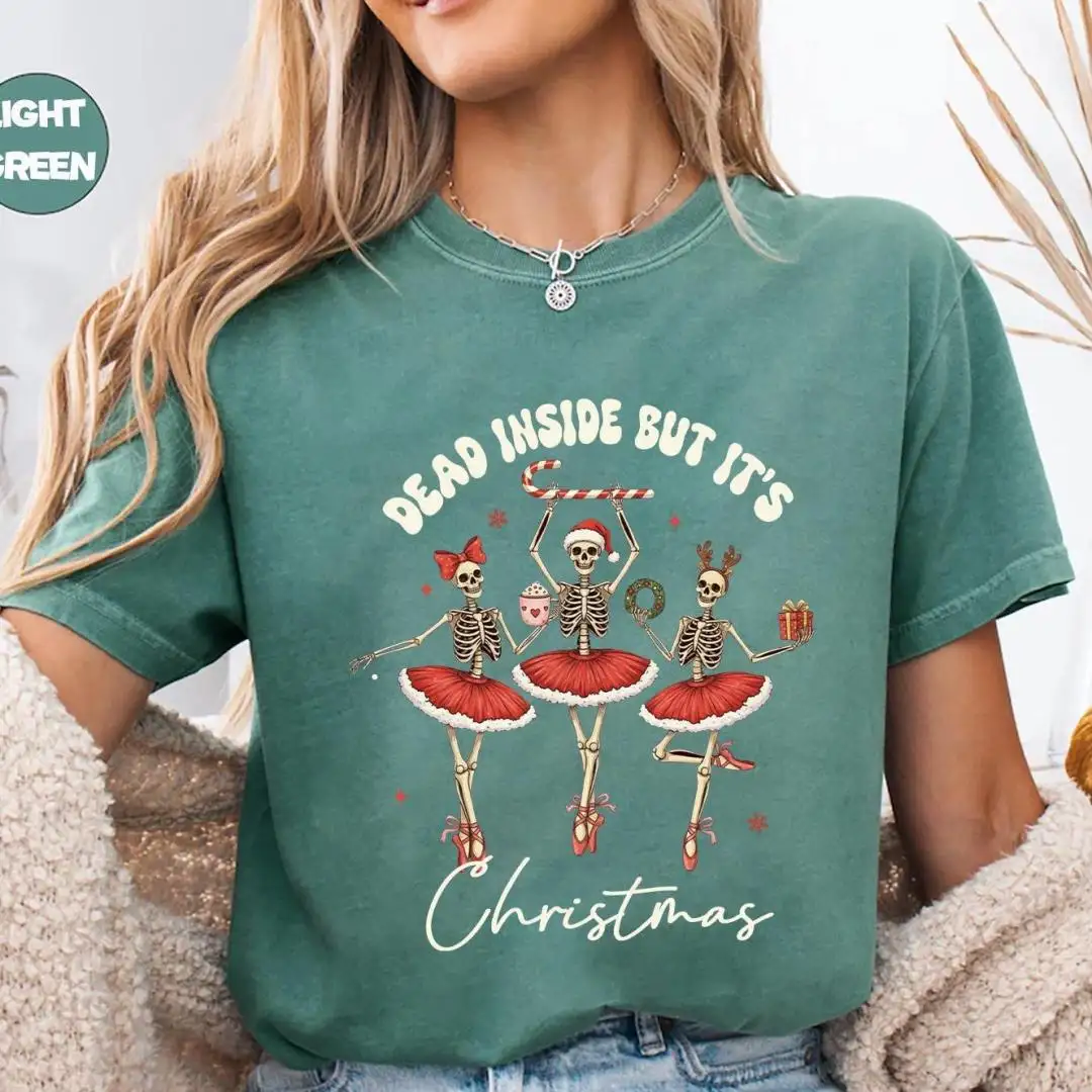 Funny Christmas Skeleton Ballerina Shirt Holiday Gift