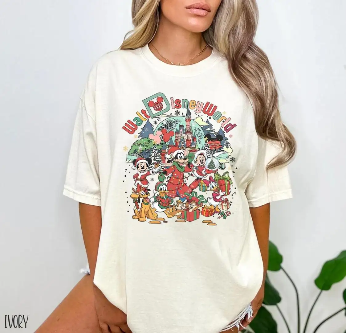 Retro Disney World Christmas Shirt Mickey Holiday Family Gift