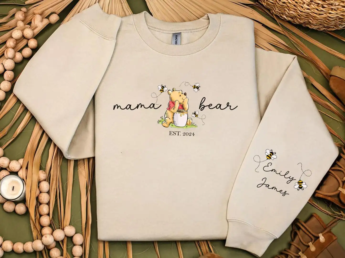 Personalized Mama Bear Christmas Shirt for New Moms