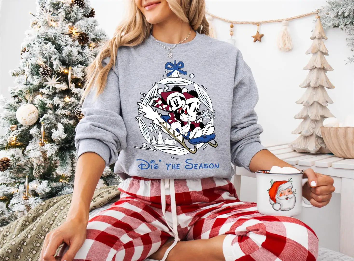 Disney Christmas Shirt Mickey Minnie Snow Holiday