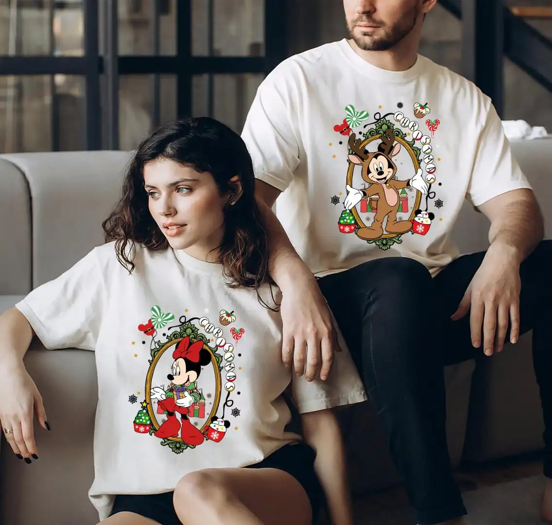 Disney Christmas Mickey Minnie Reindeer Holiday Shirt