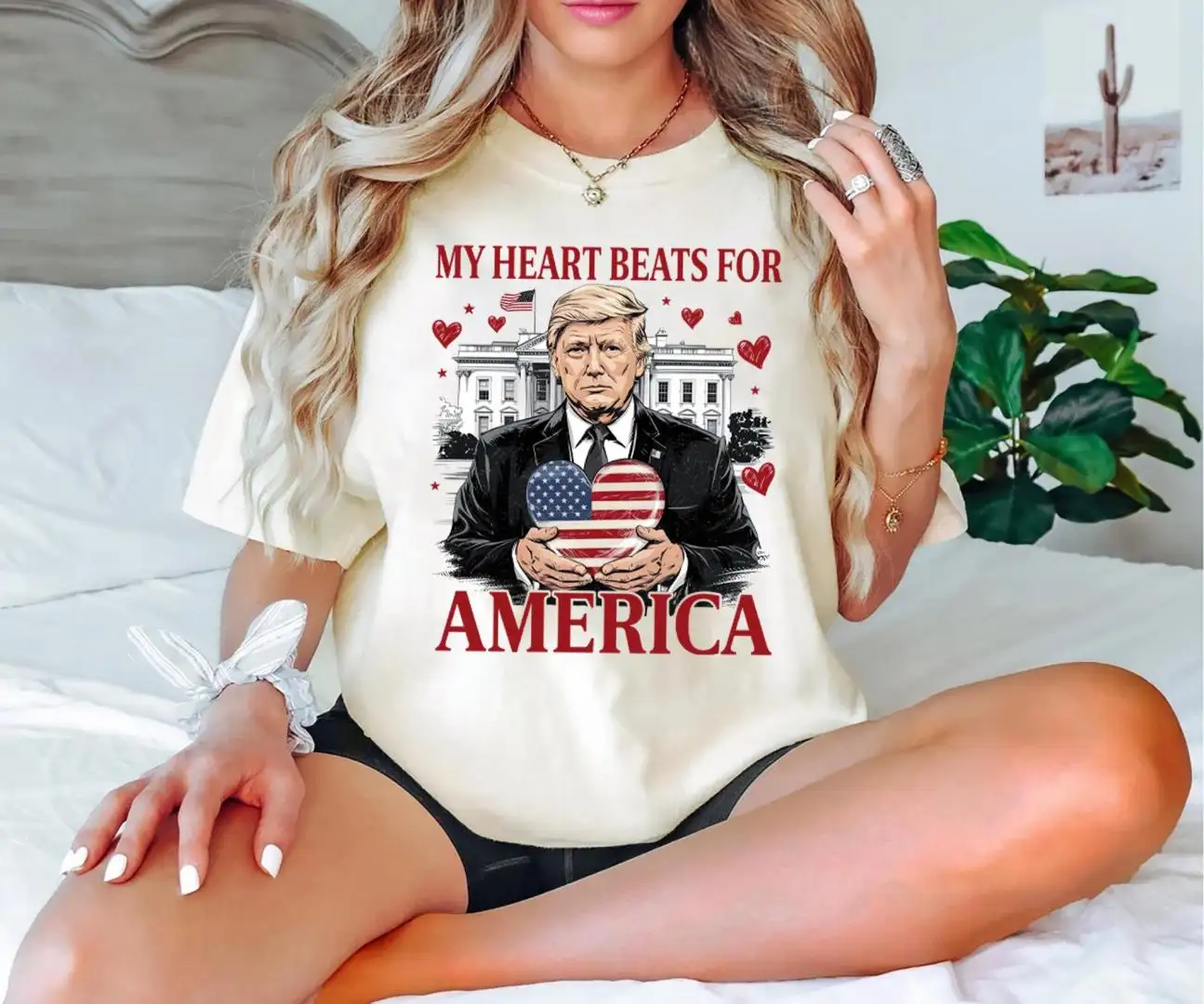Trump Valentine Shirt for Supporters My Heart Beats for America