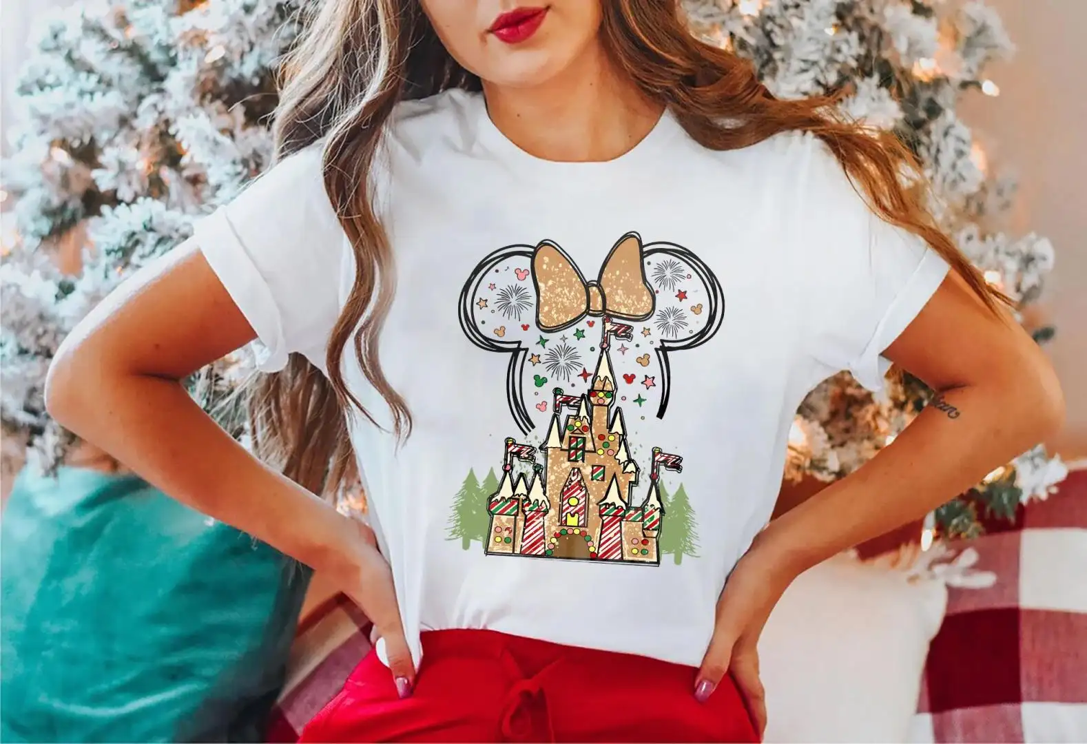Minnie Mouse Christmas Castle Shirt Disney Holiday Gift