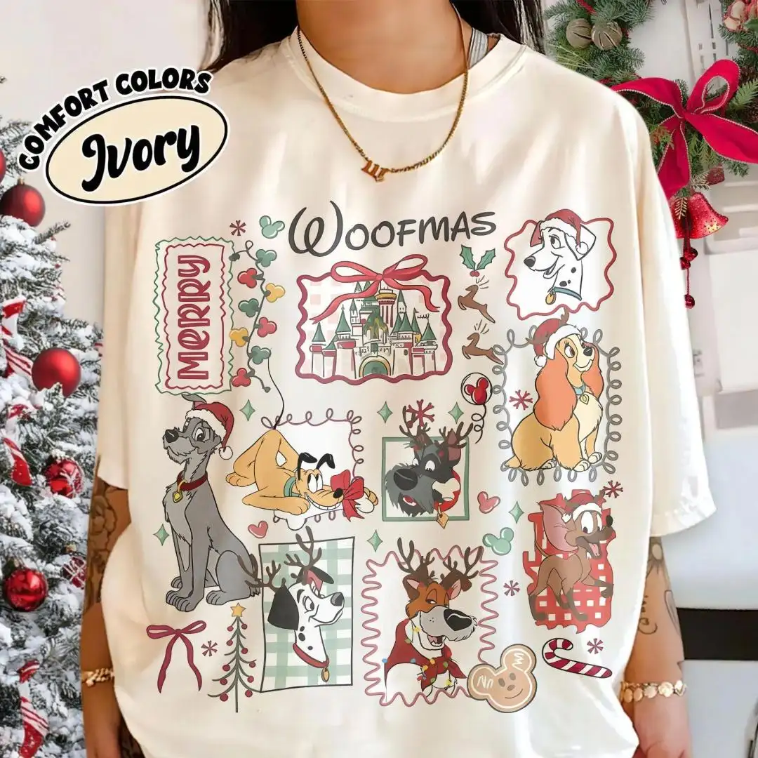 Vintage Disney Dogs Christmas Shirt for Dog Moms