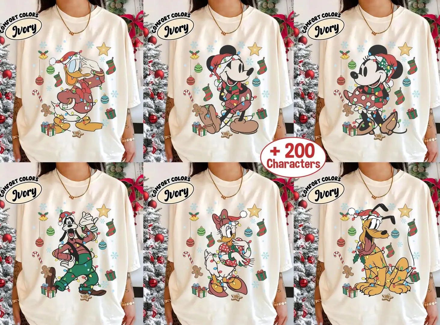 Vintage Disney Christmas Checkered Shirt for Family