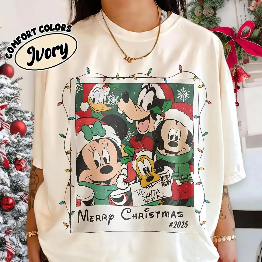 Disney Christmas Shirt with Mickey Holiday Lights Frame