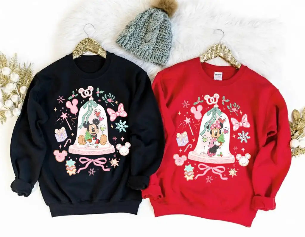 Retro Disney Mickey Minnie Snow Globe Christmas Shirt