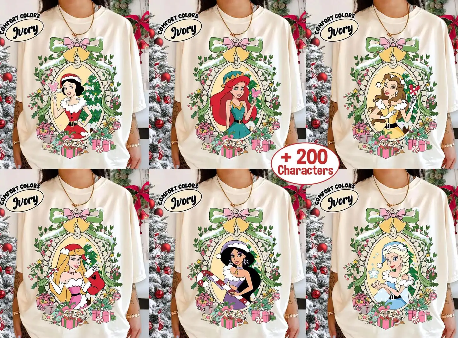 Disney Princess Christmas Shirt for Girls Holiday Gift