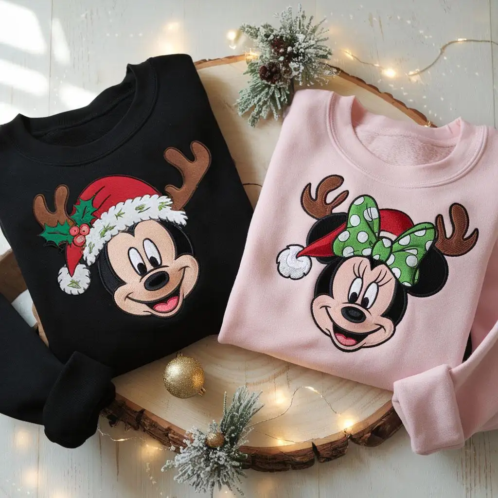 Disney Christmas Reindeer Embroidered Shirt