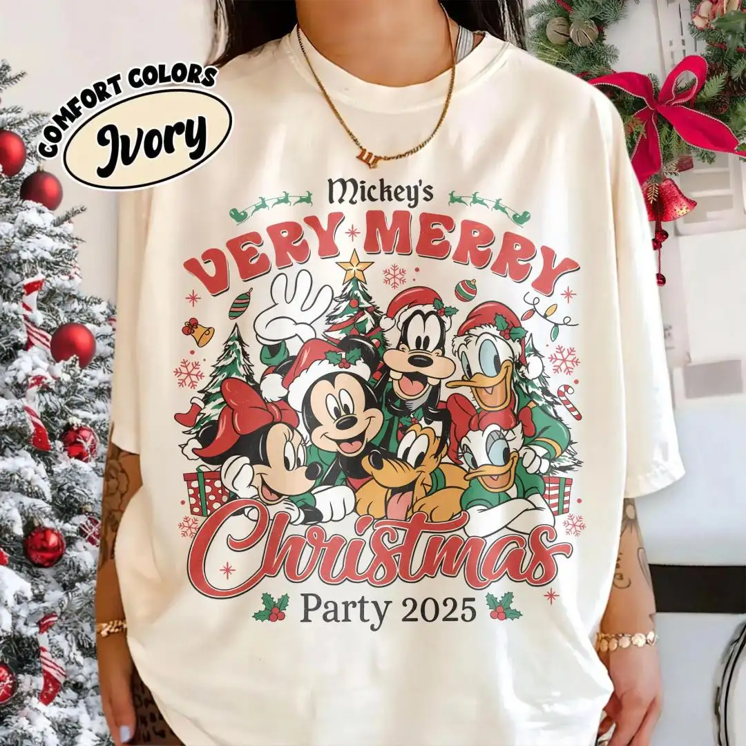 Retro Mickey Christmas Party 2025 Shirt for Family Matching