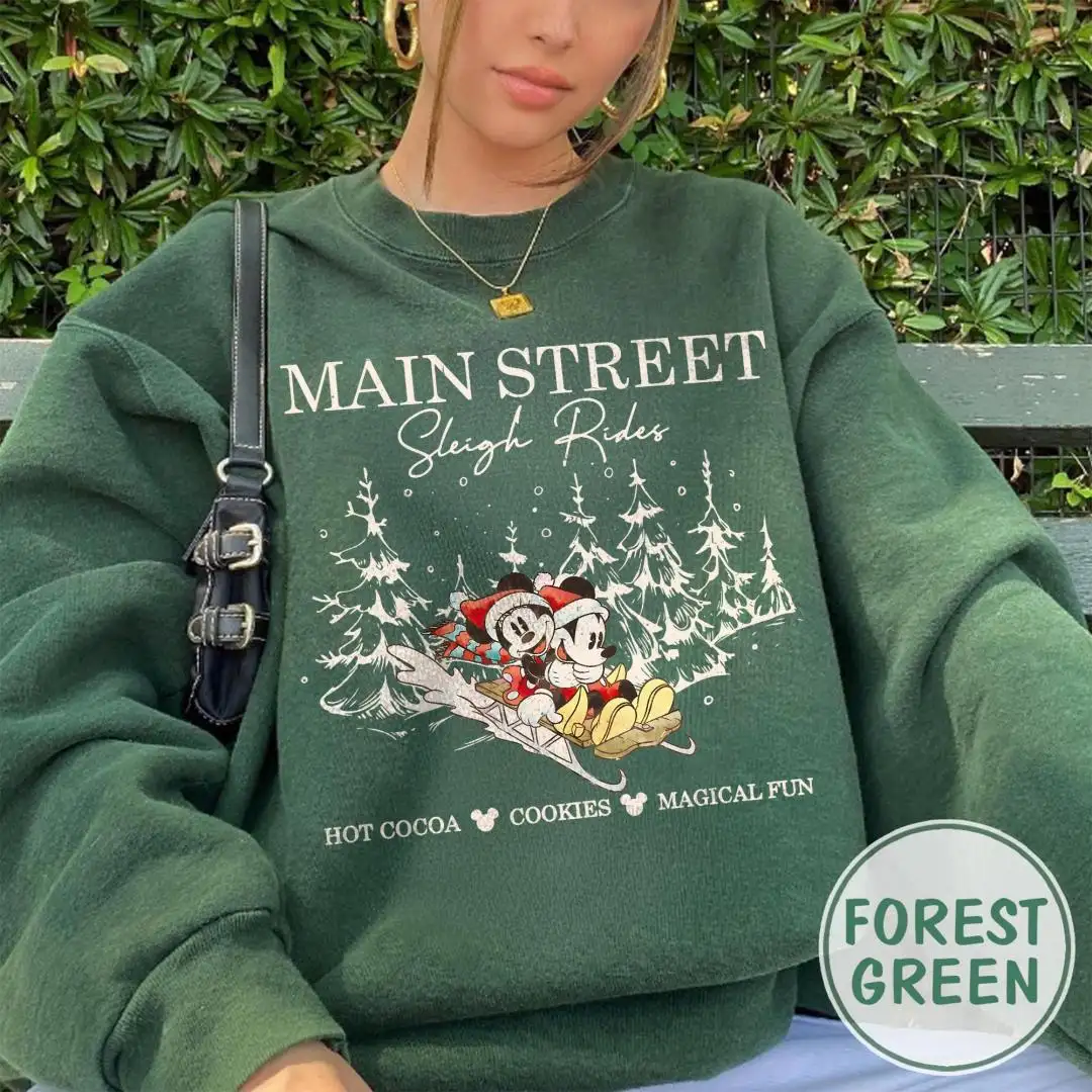 Disney Christmas Shirt Vintage Main Street Sleigh Rides