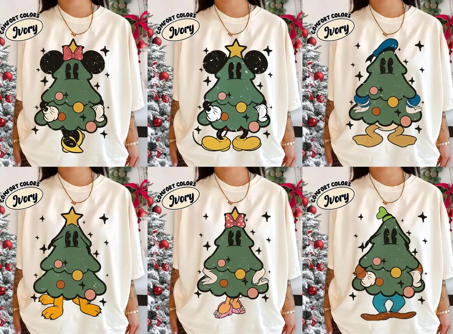 Vintage Mickey Christmas Tree Shirt for Family Matching