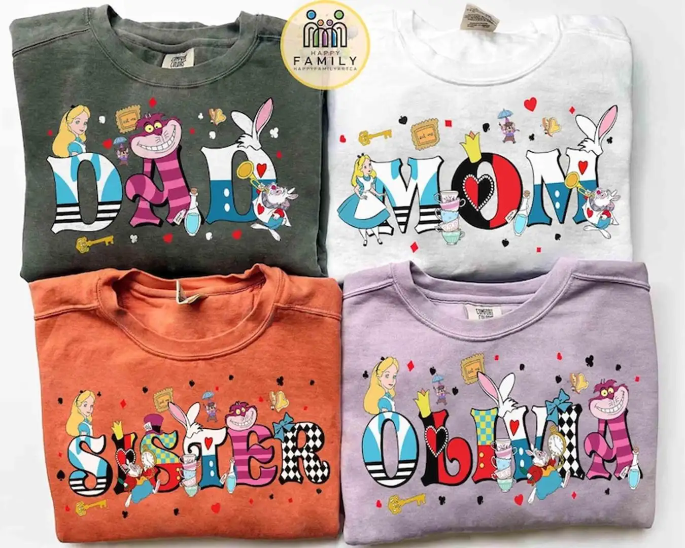 Custom Alice in Wonderland Family Matching Shirt