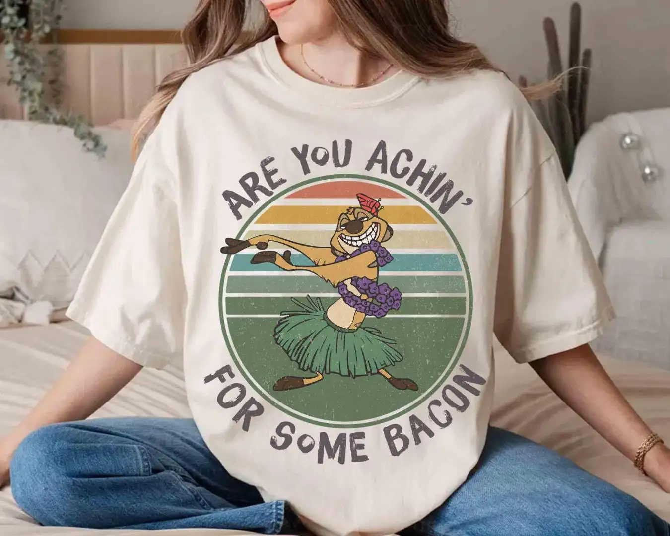 Vintage 90s Disney Lion King Timon Bacon Shirt