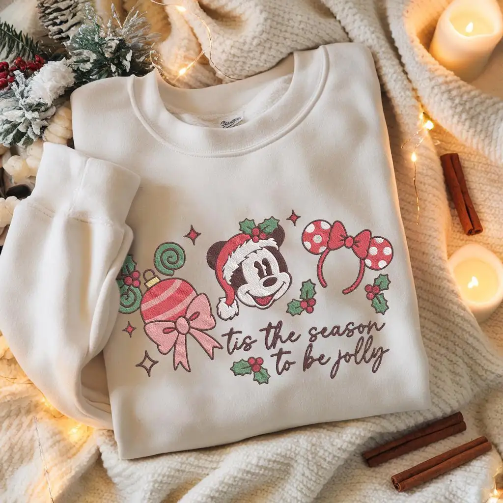 Disney Christmas Shirt Embroidered Holiday Family Matching