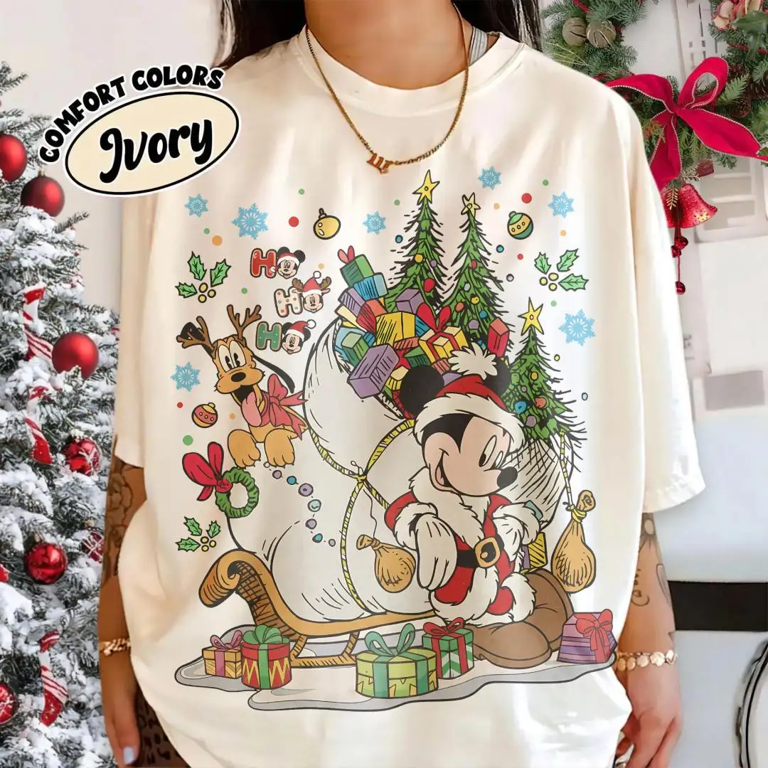Disney Christmas Family Shirt with Pluto Santa
