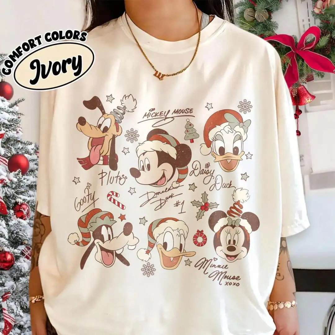 Vintage Disney Christmas Shirt Mickey & Friends Holiday Gift