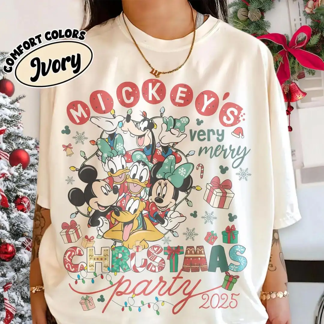 Vintage Mickey Christmas Party 2025 Disney Family Shirt