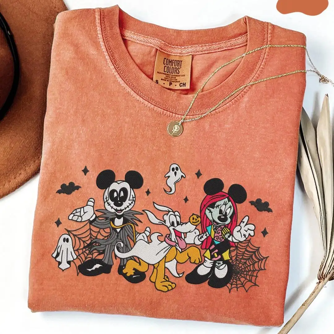 Disney Halloween Shirt with Nightmare Before Christmas Embroidery