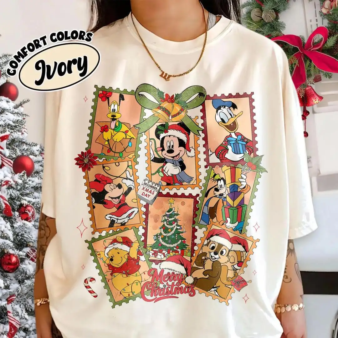 Vintage Disney Holiday Shirt with Mickey and Friends