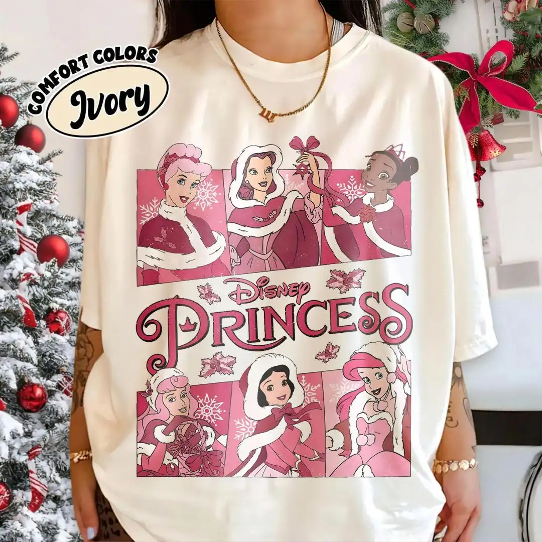 Vintage Disney Princess Christmas Shirt for Family Holiday