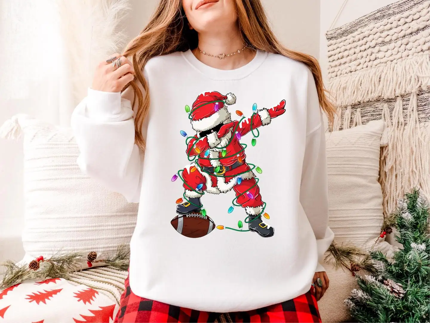 Funny Santa Football Christmas Shirt for Men