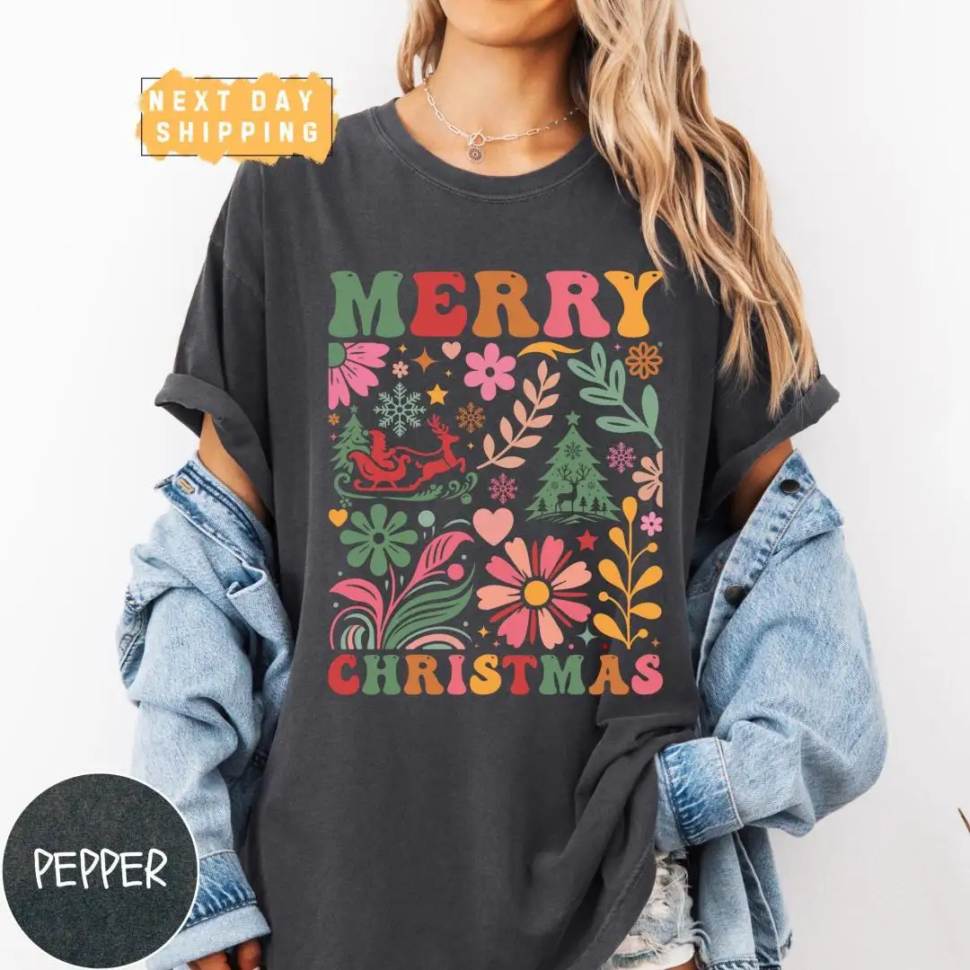 Boho Christmas Shirt for Family Holiday Parties