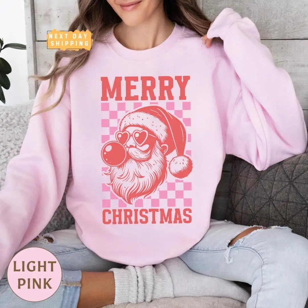 Retro Santa Blowing Bubble Christmas Shirt