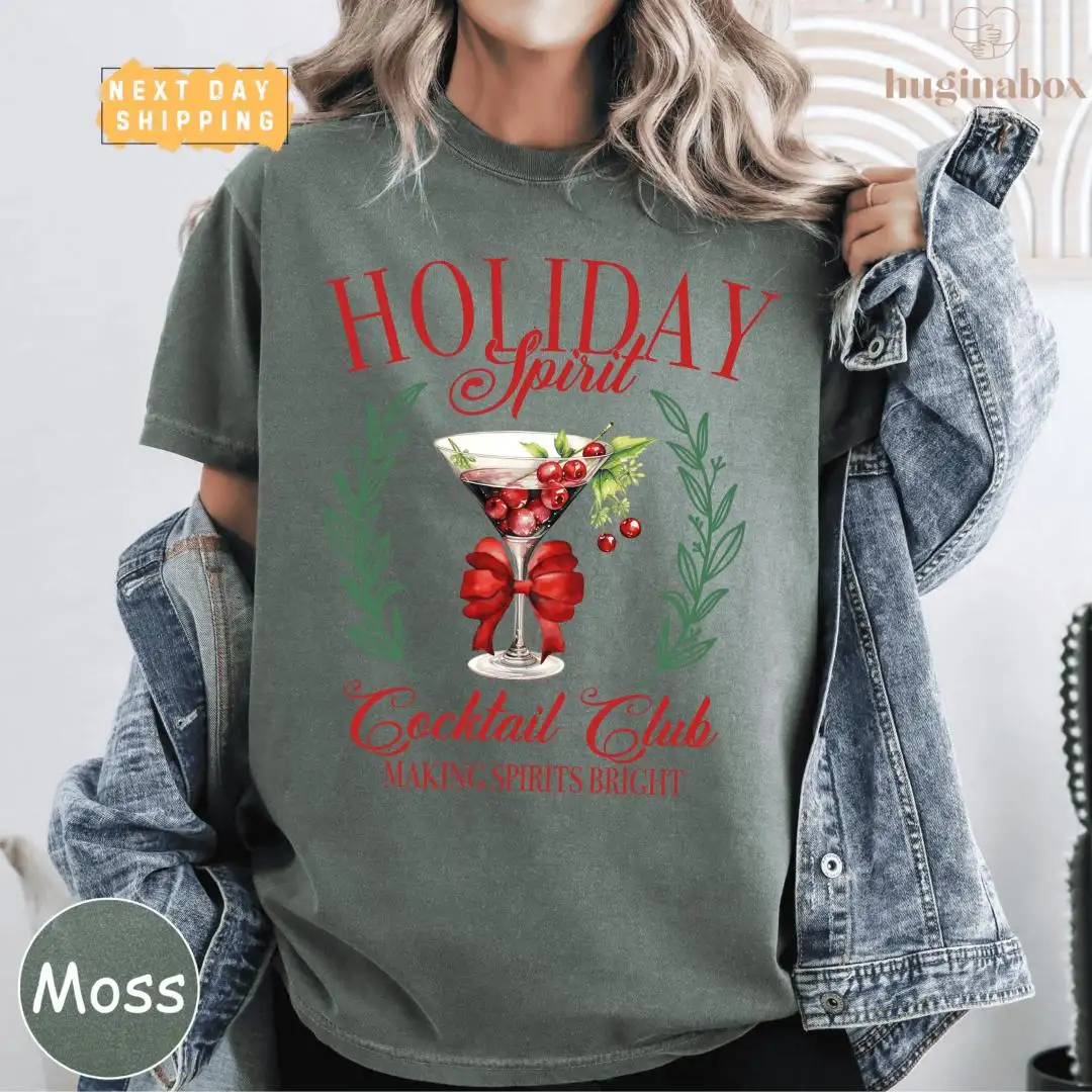 Funny Holiday Cocktail Shirt for Women Making Spirits Bright