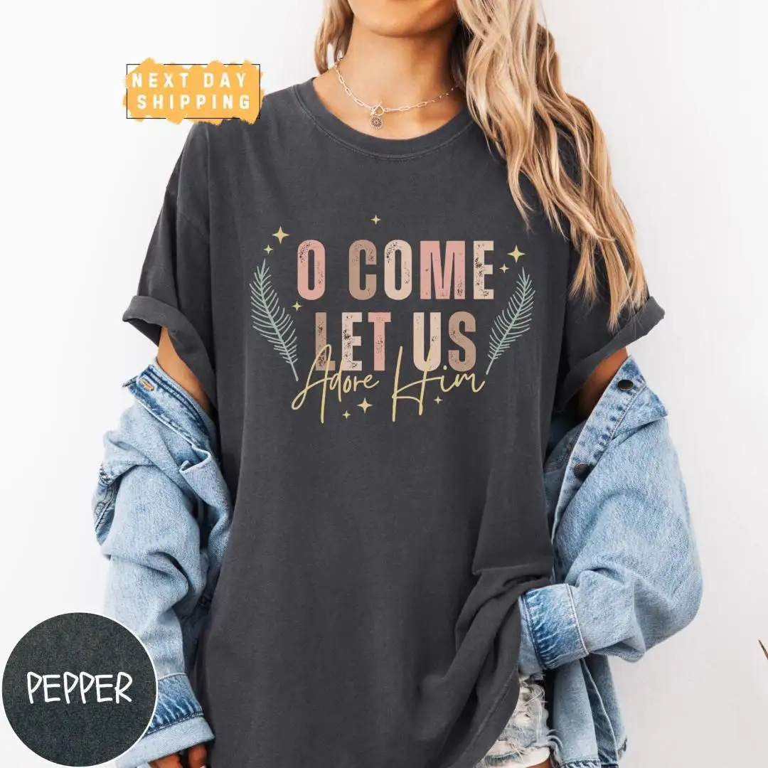 Religious Christmas Shirt Oh Come Let Us Adore Him