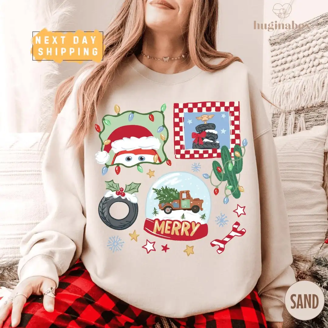 Cars Christmas Shirt with Mater Snow Globe Holiday Design