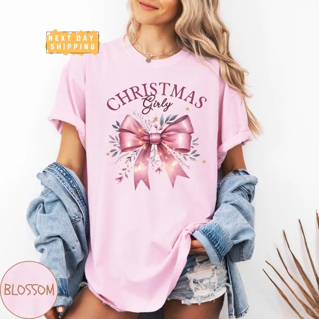 Christmas Coquette Bow Shirt for Women