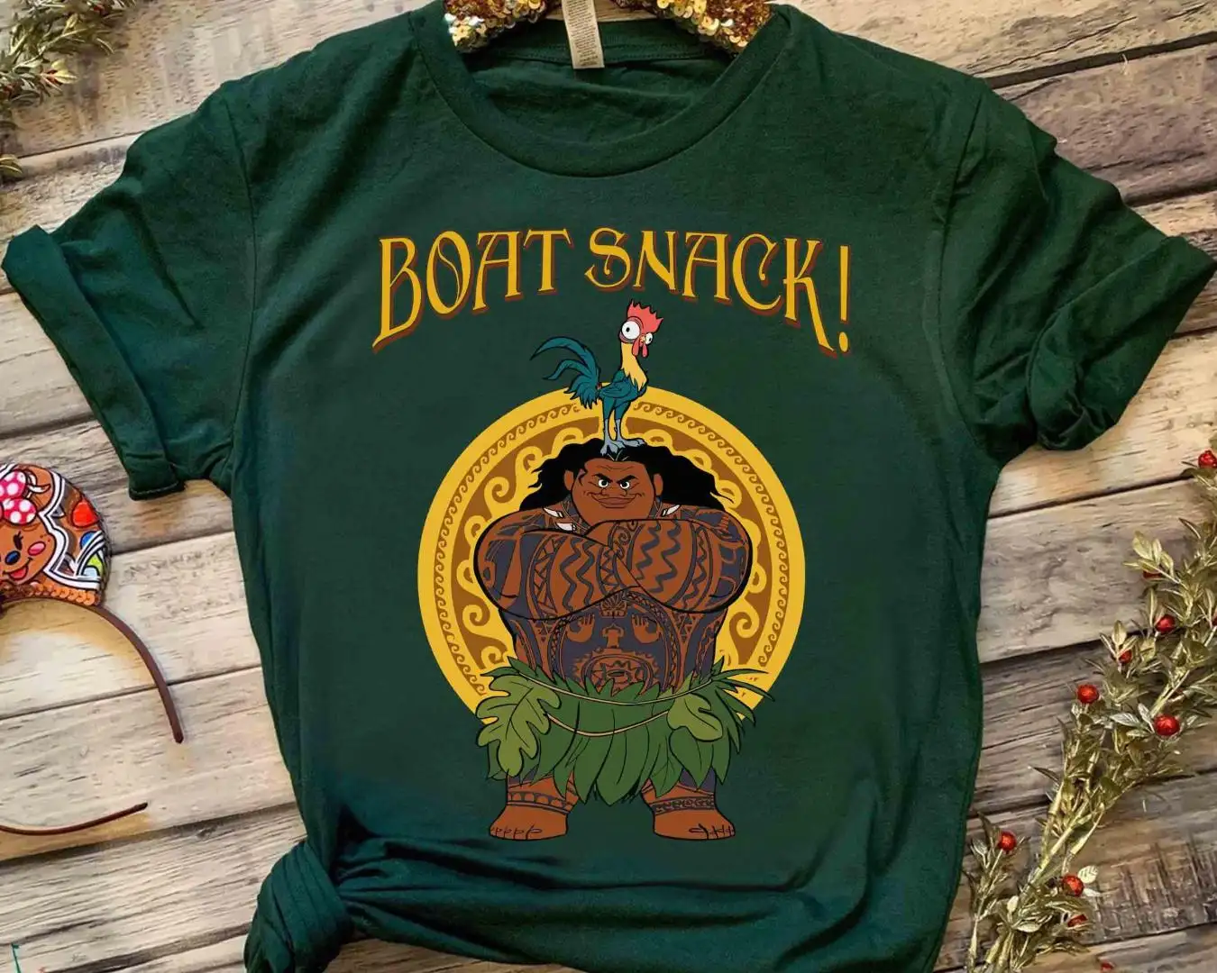 Disney Moana 2 Maui Hei Hei Boat Snack Retro Shirt