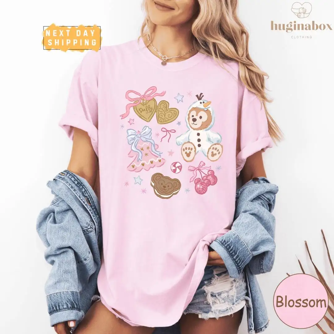 Coquette Bow Duffy Bear Disney Christmas Shirt for Women