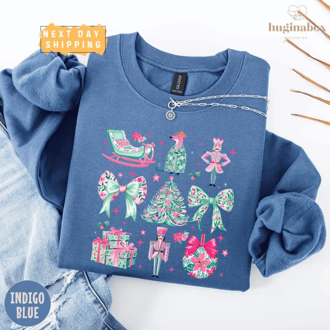 Vintage Nutcracker Christmas Shirt with Floral Tree Bows