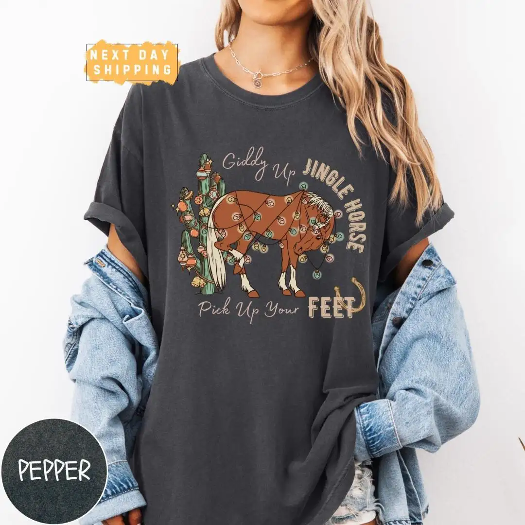 Cowboy Christmas Shirt | Country Horse Gift For Women