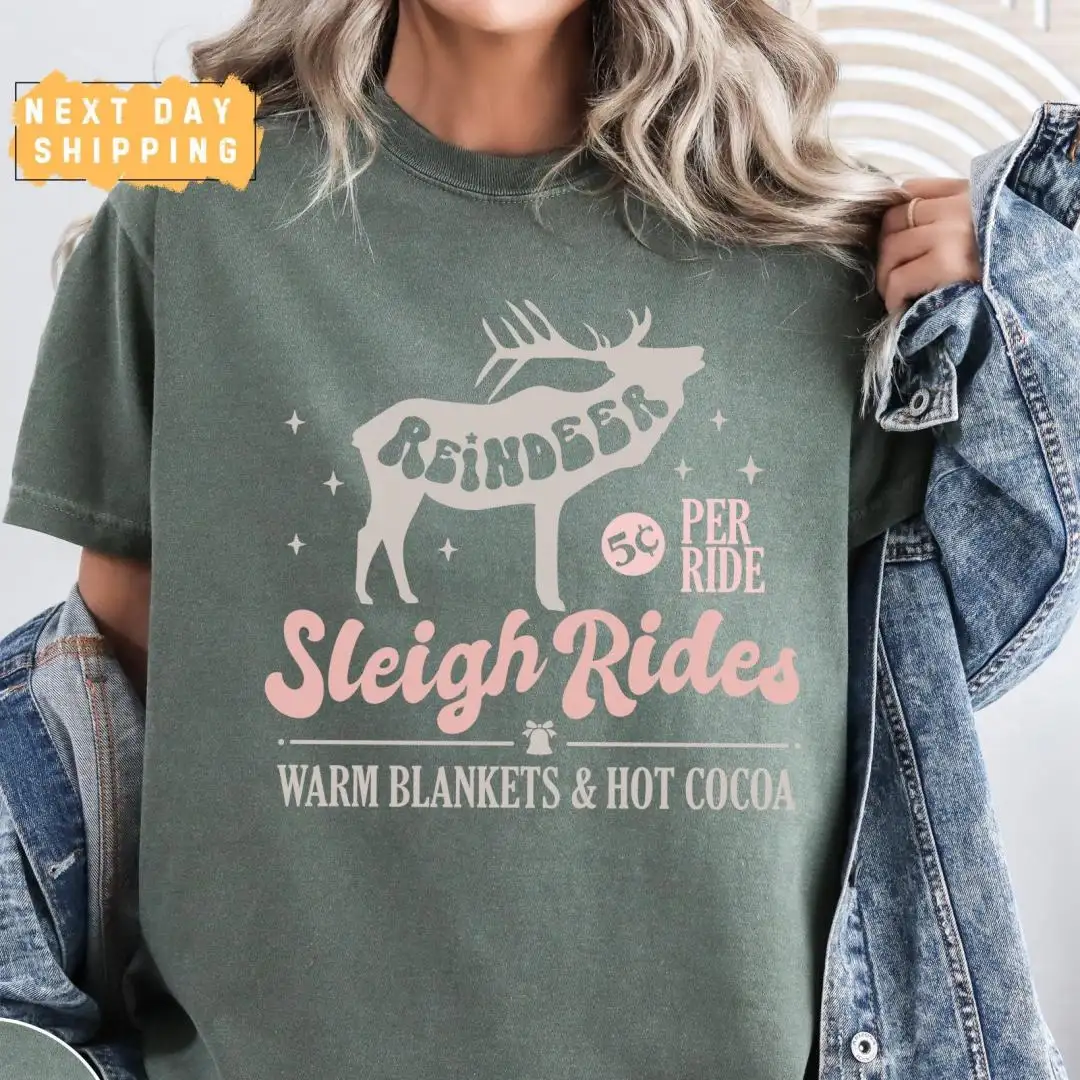 Vintage Christmas Reindeer Sleigh Ride Shirt