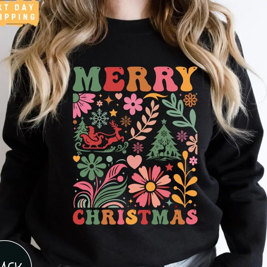 Boho Flowers Christmas Shirt for Family Parties