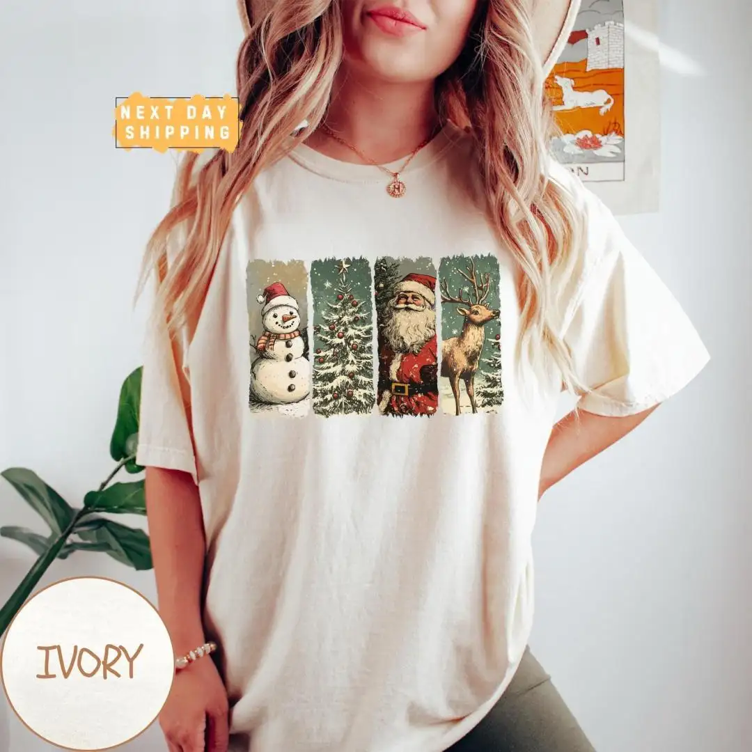 Vintage Santa Christmas Shirt for Women