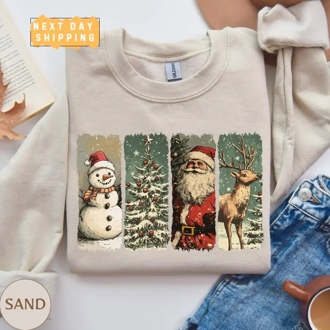 Vintage Santa Christmas Shirt for Women