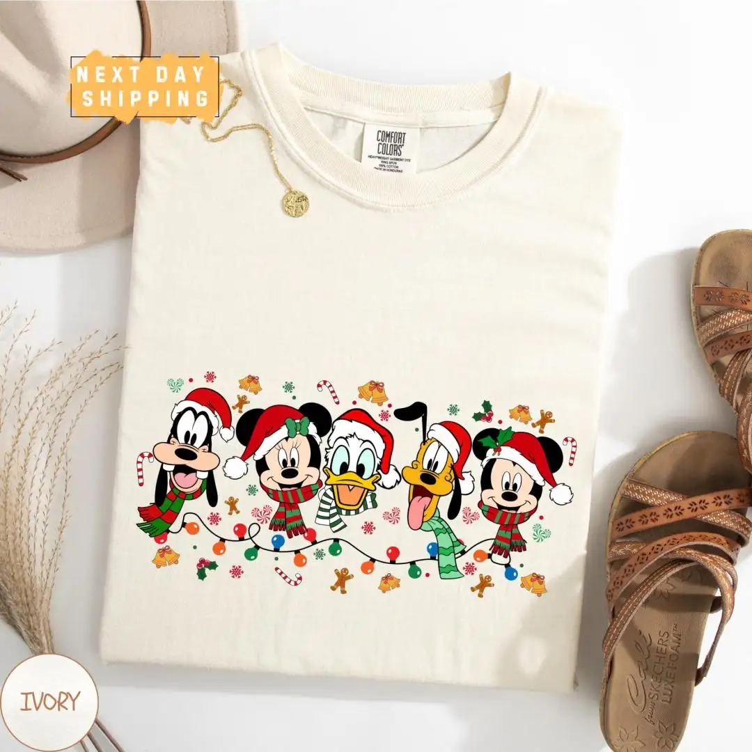 Vintage Disney Christmas Lights Shirt for Family Gifts