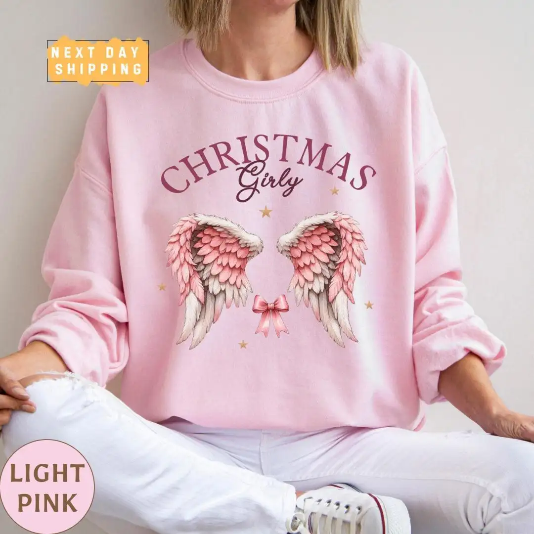 Christmas Angel Shirt for Girls with Red Bow