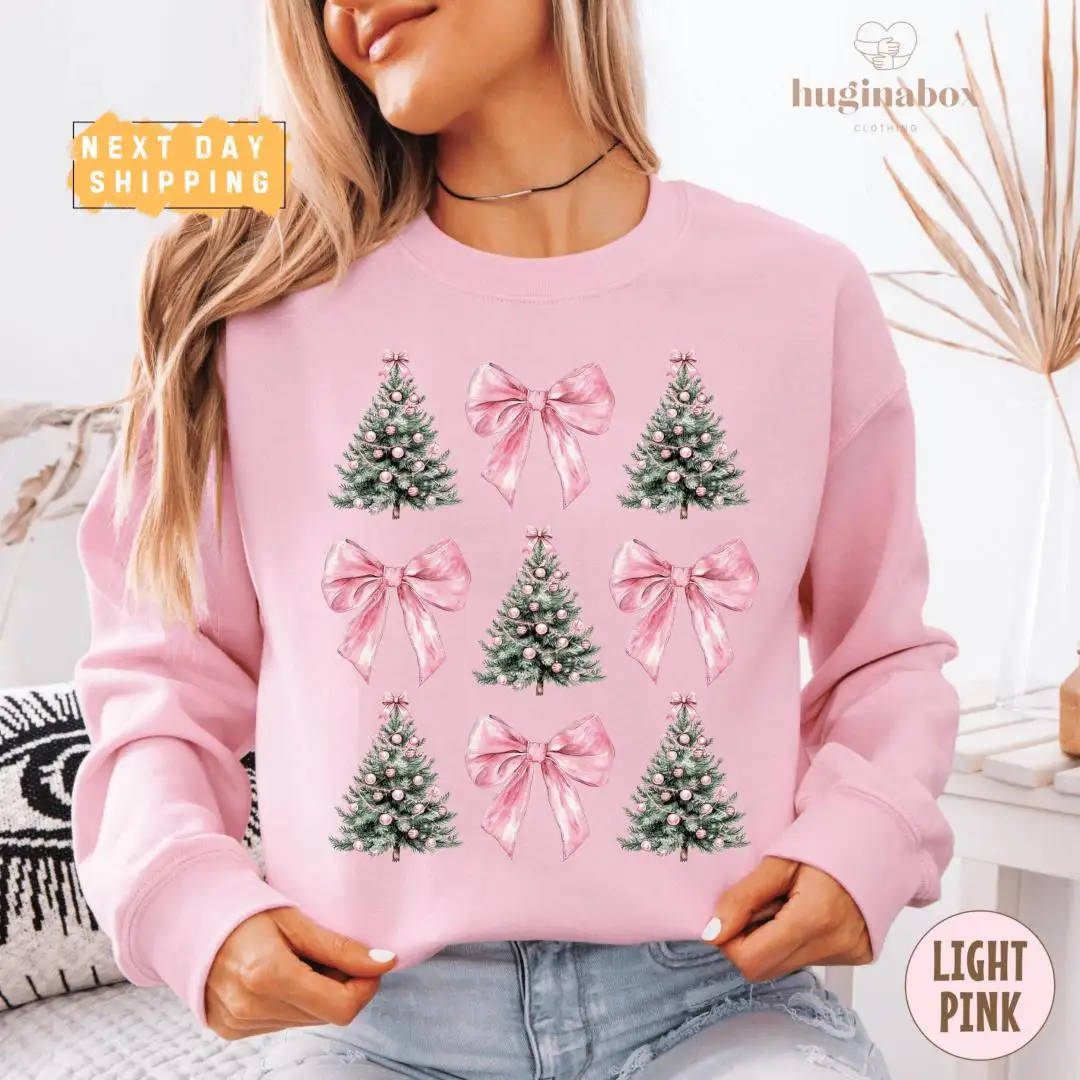 Festive Pink Christmas Tree Shirt with Watercolor Ornaments