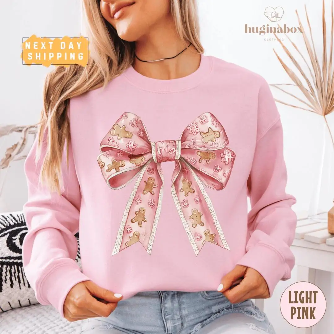 Christmas Bow Gingerbread Men Holiday Shirt