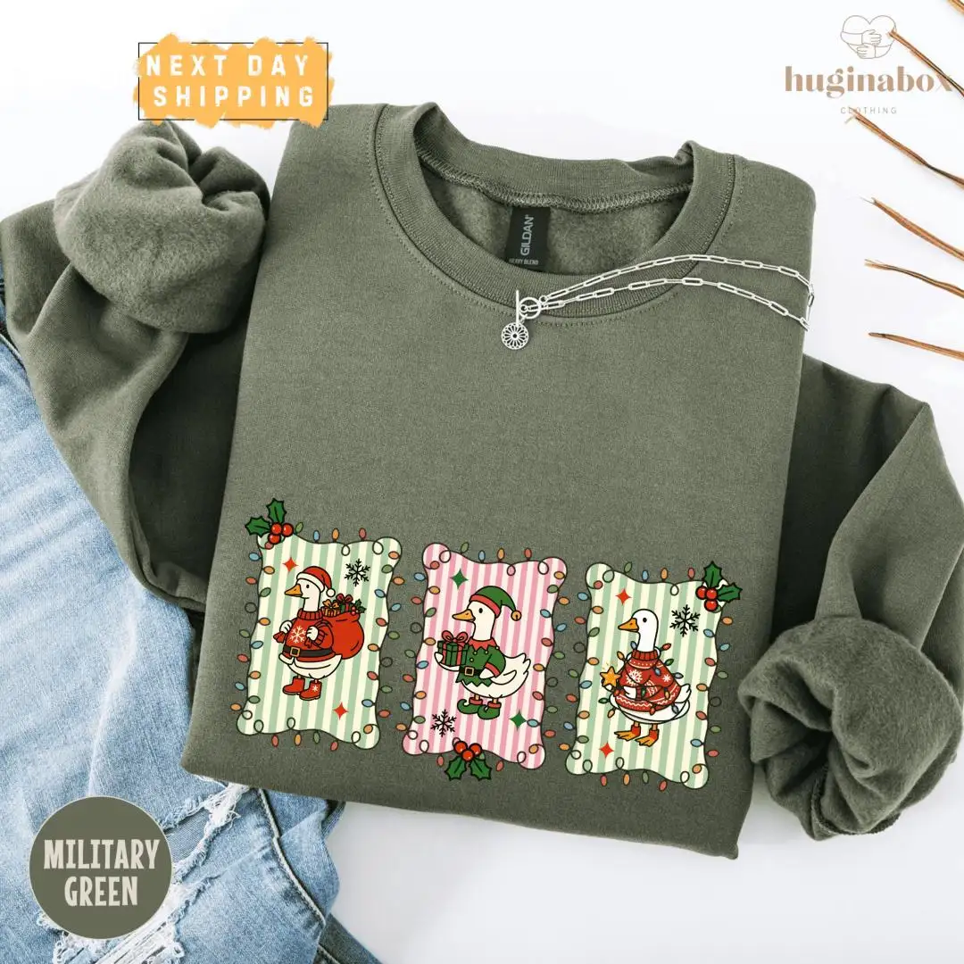 Christmas Goose Holiday Shirt with Festive Ducks